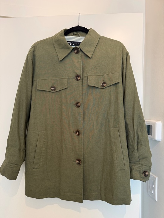 Zara Jackets & Blazers - Zara Olive Utility Button-Up Coat Jacket